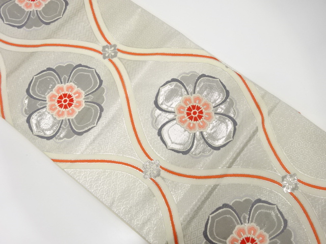 JAPANESE KIMONO / ANTIQUE FUKURO OBI / SILK / WOVEN TATEWAKU PATTERN